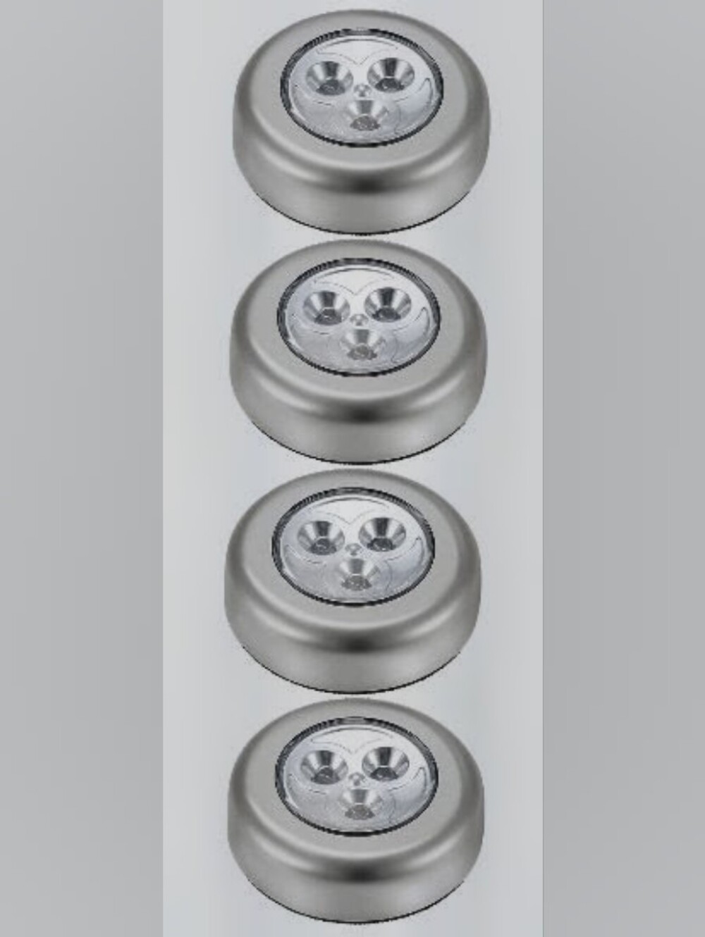 Silver LED Push Lights - Pack of 4